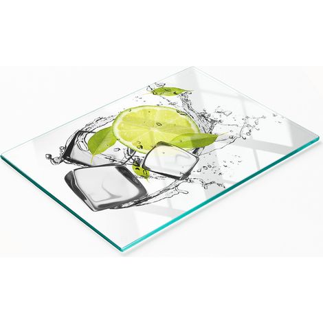 Tabla decorativa de cristal para cortar y servir helado de lima, 80x52 cm