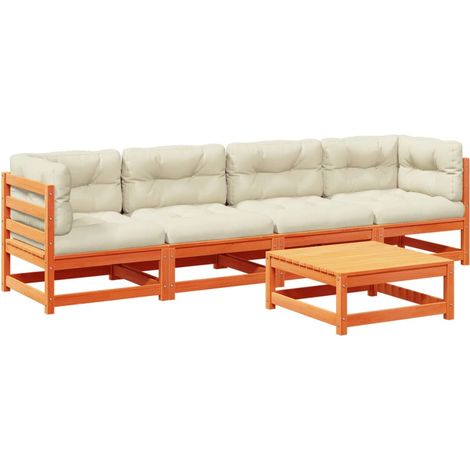 Maison Exclusive - Set de sofás jardín 5 pzas con cojines madera (1/5)