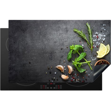 PROTECTION PLAQUE INDUCTION Citron vert - Herbes - Épices - Vert - Gris - Béton Cuisine Accessoire 85x52 cm (1/5)