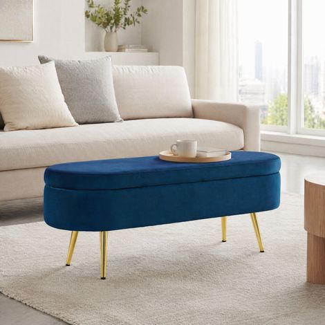 Panca contenitore in velluto con coperchio 110x40x42 cm OKMYHOME (1/5)