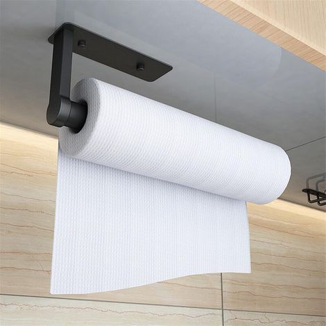 Porte-papier toilette sans perçage, en alliage d'aluminium noir peint, 28 cm (1/3)