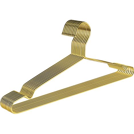 Cintre - 43 cm - Métal Fer - Doré - Antidérapant - Pour Costumes Chemises Vestes Robes - Lot De 10 (1/5)
