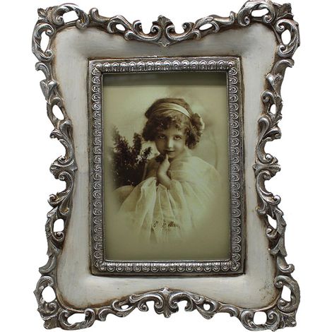 Set 2 Vertical / horizontal silver finish and antique white finish W19,5xDP3xH24 cm sized free-standing photo holder (1/4)