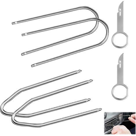 6 Pièces Cle Extraction Autoradio, Outils de Démontage d'autoradio Clés de Déverrouillage d'Autoradio Universelles Autoradio Adaptateur Key Removal Tool pour Voiture CD DVD Convertisseur de Fréquence (1/5)