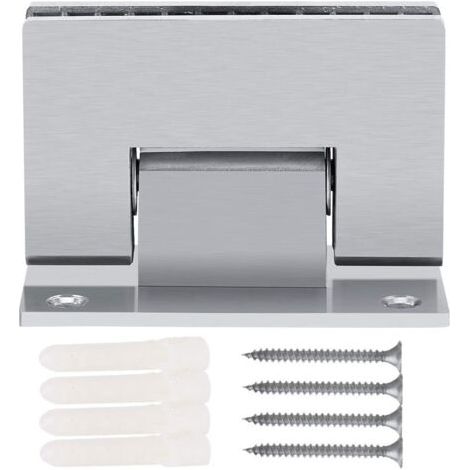Pince de Salle de Bains en Acier Inoxydable Support de 8 à 10 mm Mur sans Cadre à Porte de Douche en Verre Charnière Murale 90 degrés Pince de charnière de Douche (1/5)