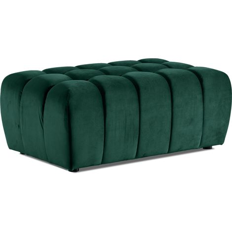 Pouf capitonné LARKO velours-Vert foncé (1/2)