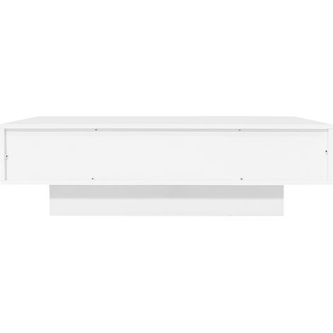 Tavolino da caffè moderno bianco lucido 115 x 55 x 34 cm con 2 cassetti e LED (1/5)