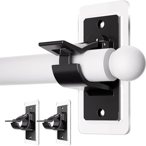 Lot de 2 supports de tringle à rideaux autocollants, sans perçage - Crochets adhésifs pour tringle à rideaux, sans support de tringle (1/5)
