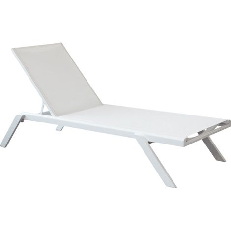 Lettino prendisole giardino impilabile comodo e resistente con struttura in alluminio bianco