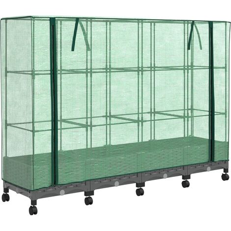 Gartenplanter mit Gewächshausabdeckung und Rädern 4 Stk. PP vidaXL