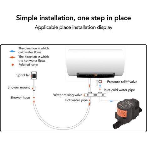 Bomba de refuerzo de agua totalmente automática Eosnow, bomba de recirculación para ducha pequeña y silenciosa, 24 V CC, enchufe europeo 100-240 V. (1/3)