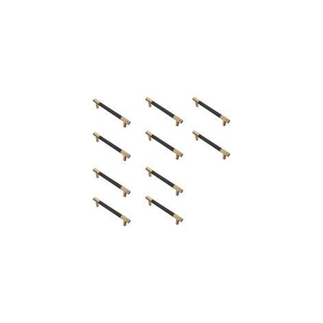 Lot de 10 poignées de meuble de cuisine noires et dorées de 128 mm. en alliage doré. avec vis. pour bureaux. tiroirs. armoires et placards (1/5)