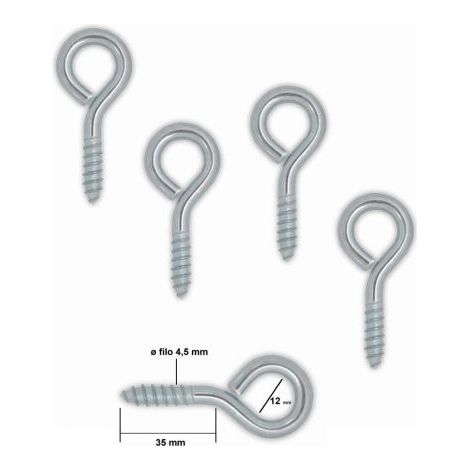 CHIODO CHIODI CON OCCHIOLO A VITE CON FILETTO PER LEGNO 21X90 mm CONF.10 PEZZI