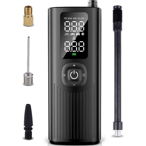 Portable Air Compressor for Car Tires, Bicycle, Motorcycle, Balls, 150 PSI Electric Pump with Pressure Gauge, Easy and Smart Tire Inflator with LCD Display, USB Charging (1/5)