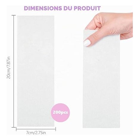 Bandes de Non-Tissé, pour cire et pâte à sucre, bandes de cire non tissée, pour jambes, bras, dos, aisselles et zone bikini (7 x 20 cm) Bande d'épilation résistante, pour femmes visage corps bras jam (1/4)