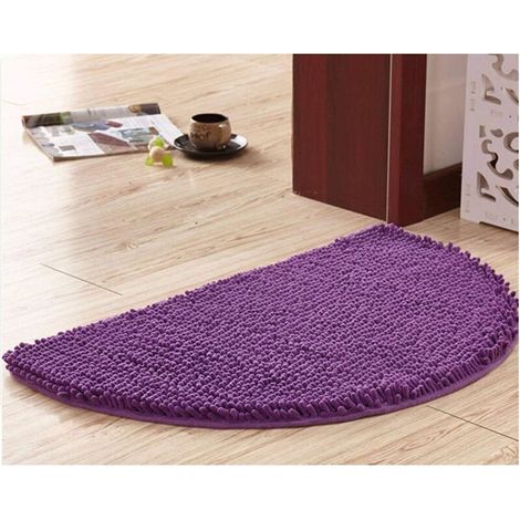 Demi-Cercle Tapis Salle Bain, Doux Absorbant Chenille Tapis De Baignoire Duveteux Antidérapante Tapis Tapis De Bain Demi-Lune pour Baignoire Lavable en Machine -violet-40 x 60 (1/3)