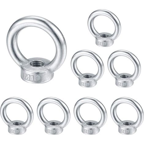 M10 Eye Nut, Lifting Ring Eye Bolt, 304 Stainless Steel Eye Nut, Screw Eye Nuts - 8pcs (1/5)