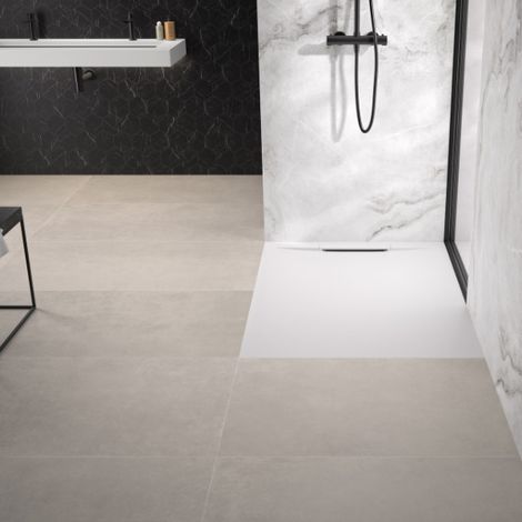 Kinedo – Receveur de douche extra-plat 120x90 cm – Biolex blanc – Surface antidérapante PN24 – Bonde horizontale 24 L/min – RD2003 (1/2)