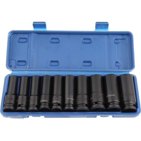 10pcs douille à impact profond à double hexagone 6 points en acier au molybdène chromé robuste prise d'air pneumatique 1 2inch,Clé À Douille (1/4)