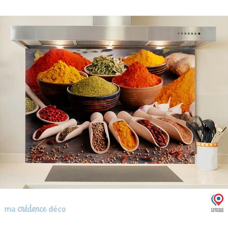 Fond de hotte : Epices colorées 5 - Verre trempé - 90 cm - 60 cm (1/5)