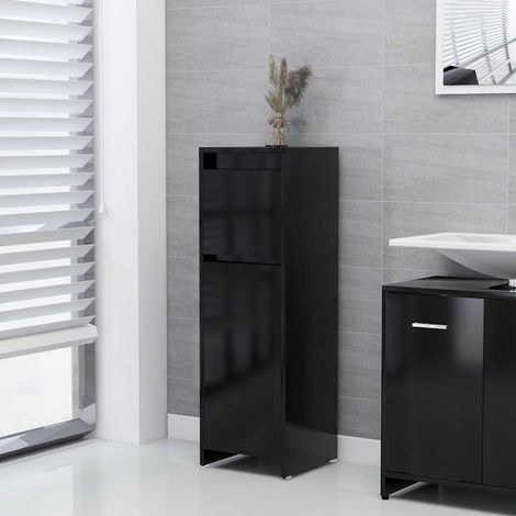 Badezimmerschrank Schwarz 30x30x95 cm Holzwerkstoff vidaXL
