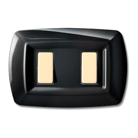Placca serie Tondò, 2 moduli, plastica, nero, compatibile con serie BTicino Magic - Elettrocanali ECL2592N