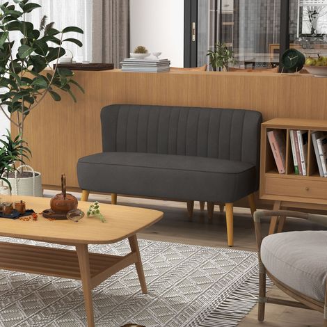 canapé 117 x 56,5 x 77 cm gris foncé – 2 places, montage facile (1/5)
