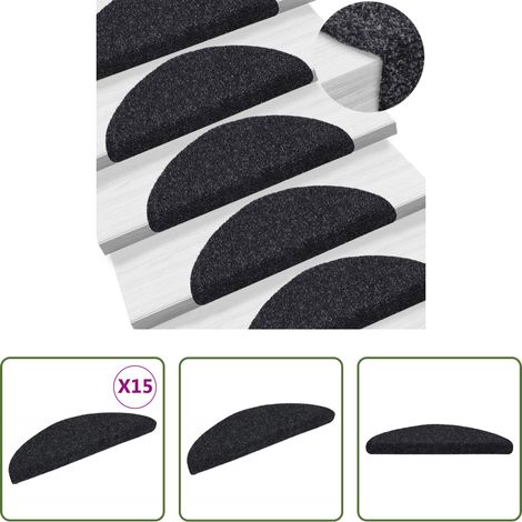 Stufenmatte - Stufenmatten Selbstklebend 15 Stk. 56x17x3 cm Schwarz Halbrund (1/5)