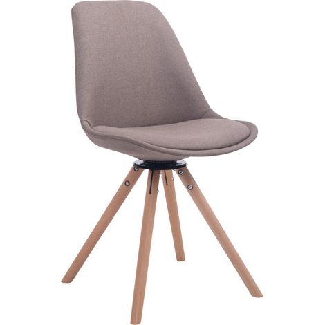 Silla de comedor x1 silla de visitas con asiento giratorio 360° en tela topo patas redondas de madera clara 100008318