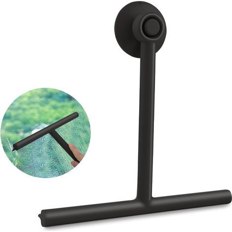 Shower scraper, black silicone shower scraper, for shower, bathroom, mirror, window cleaning, ceramic tile (black) (1/5)