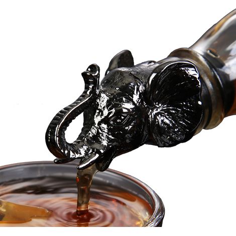 Vertedor de vino metálico con función de aireación, tapón de botella de whisky con forma de animal y revestimiento de caucho de silicona. (1/5)