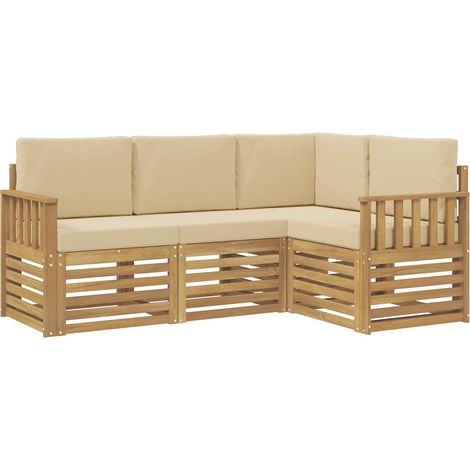 Ensemble de canapés d'extérieur 4 pc Blanc et Beige Polyester vidaXL (1/5)