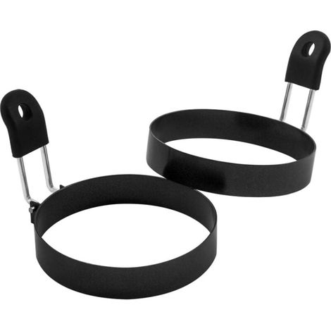 2er-Pack Eierringe (8,9 cm) mit Silikongriff, großer Eierbratring, runde Form für englische Muffins – Frühstücksbackblech (1/4)