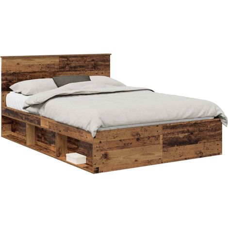 Estructura de cama con cabecera Madera vieja 135 x 190 cm vidaXL (1/5)