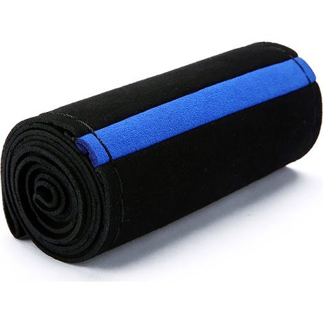 Housse de volant antidérapante, résistante à l'usure, en daim souple, accessoires de voiture cousus à la main, noir et bleu (1/5)