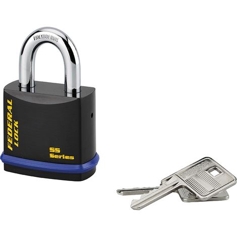 Lucchetto con chiave Federal Lock 720, acciaio, costruzione, arco in molibdeno, 54mm, 2 chiavi, nero - THIRARD