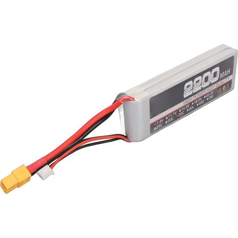 Batterie LiPo 7,4 V 2S 2200 mAh 35C pour avions RC, batterie lithium haute capacité avec tête d'équilibrage XH pour prise XT60 de remplacement (1/5)