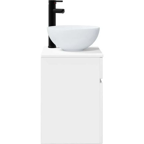 Meuble Lavabo Suspendu pour Salle de Bain, 39x41x64.5 cm, Design Moderne Blanc, Rangement Pratique et Compact (1/5)