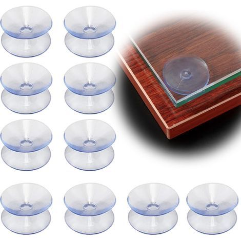 Ventouses Double Face 2cm en Plastique PVC Transparent pour miroirs de Table en Verre, Paquet de 10 (1/5)