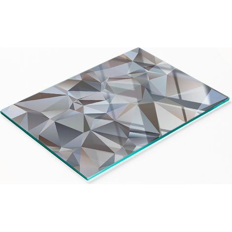 Tablero de vidrio elegante y duradero con estampado abstracto de triángulos de 80x52 cm. (1/5)