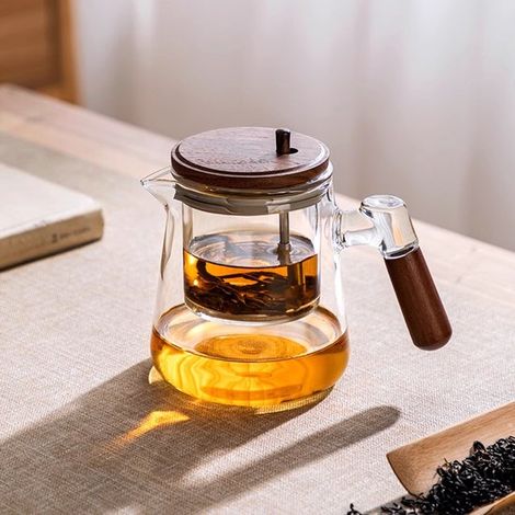 Théière semi-automatique avec filtre intégré, en verre transparent, 750 ml, pour un usage domestique. (1/5)