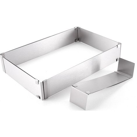 Cadre À Gâteau Rectangulaire Réglable - Cadre À Pâtisserie En Acier Inoxydable Hauteur 8 Cm - Pour Gâteaux Empilés Et Préparations De Pâtisserie - 1 Pièce (1/5)