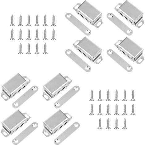 8 Pcs Aimants de Porte Pour Armoire Fermeture Magnétique Extra Forte, Aimants pour Porte, Aimants pour Armoire Acier Inoxydable, Aimants pour Meuble, Loqueteau Magnétique avec Vis (1/5)