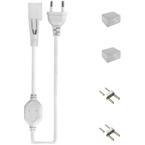 Câble d'alimentation LED 1,5 m avec Bouton de Commutation, pour Bandes Néon LED 220-240V, Comprend Un Embout en 2 Pièces, Un Kit de Broches en 2 Pièces (1/5)