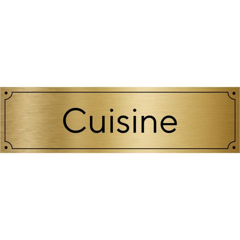Plaque de porte gravée pour Cuisine en pvc aspect argent brossé ou or brossé .- Or brossé - (1/5)