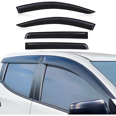 Déflecteurs de pluie pour Mitsubishi L200 Triton / Fiat Fullback Double Cabine 4 pièces Noir Fumée (1/5)