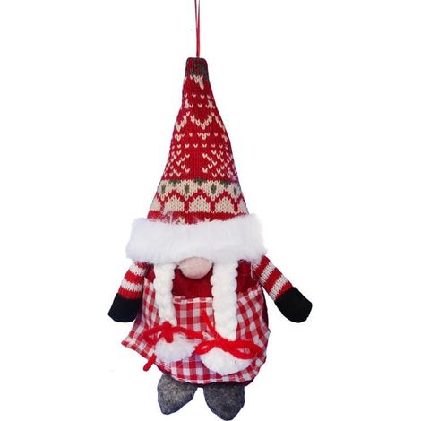 Elfo di Natale rosso con trecce da appendere all'albero di Natale, 20 cm (1/2)