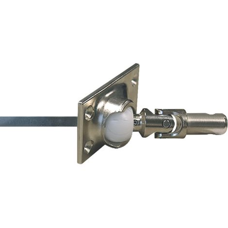 Store Menuiserie – Sortie de caisson carré 6 mm – Longueur 300 mm – Cardan en acier pour manivelle 12 – Platine zamac nickelée – Plage de pivotement 50°