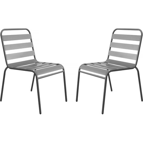Set di 2 sedie da giardino impilabili in metallo "Bilbao" - Tortora