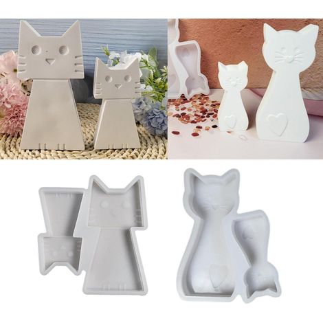 4x 3D Silikonform Katze Gießform für Gips, Epoxidharz, Tiere, Bastelarbeiten